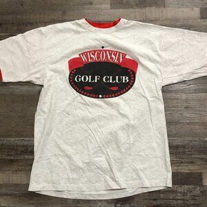 Vtg Vintage Wisconsin Golf Club Mens XL Gray & Red Tee T Shirt Made in USA